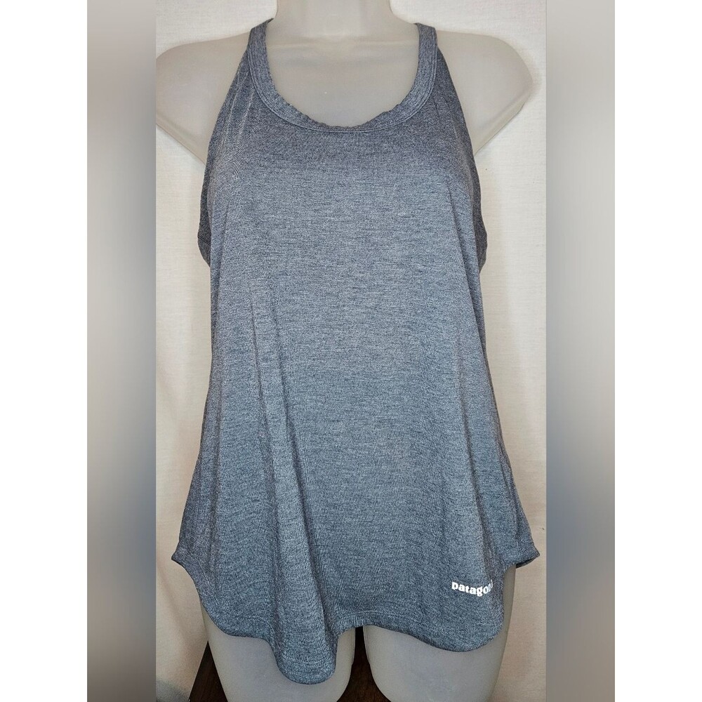 Patagonia Capilene Cool Trail Tank Heather Blue Gray Racerback Tank Top GUC